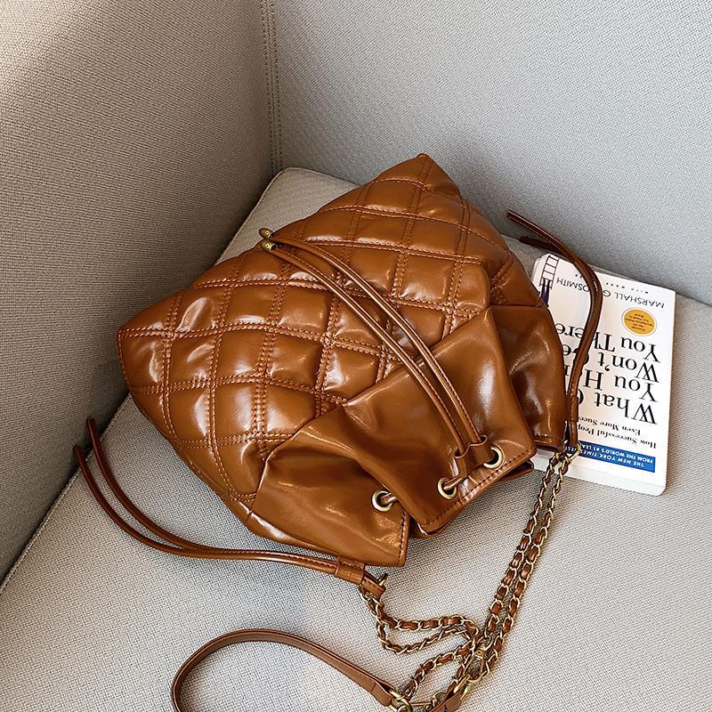 Ielgy Túi Xách bucket Dây Xích Đính Kim Cương Giả Dễ Phối Đồ Cho Nữ