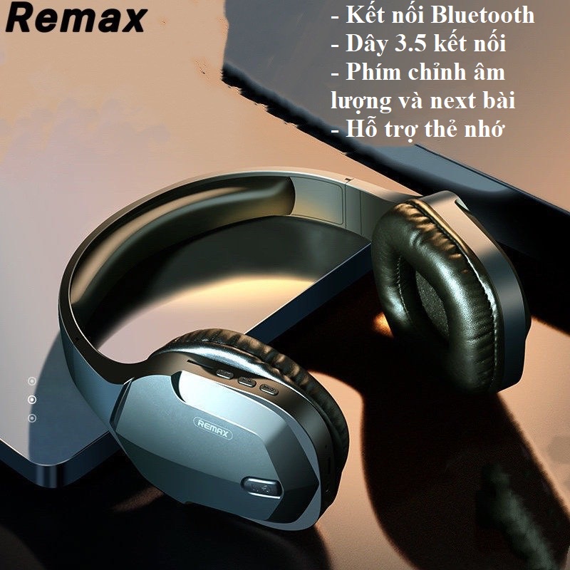 Tai nghe chụp tai không dây Remax có míc Kết Nối Bluetooth 5.0 Chống Nước Dùng Cho Điện Thoại / Máy Tính ( SIÊU BỀN )