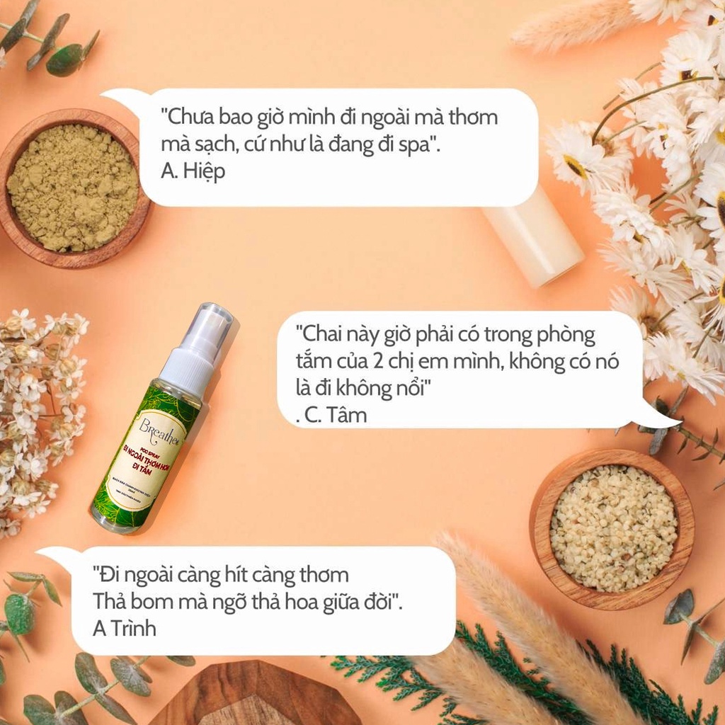 Xịt Khử Mùi Breathe Giúp Ngăn Mùi, Tạo Hương Thơm Khi Đi Vệ Sinh 30ml