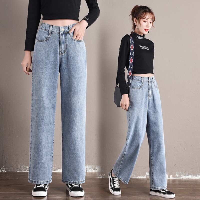 [ ĐỈNH CỦA ĐỈNH!!! ] QUẦN JEAN ỐNG RỘNG NỮ CAO CẤP NITIQC MÀU XANH LAI CUỐN DÀI CỰC HOT CỰC HIT-NL09
