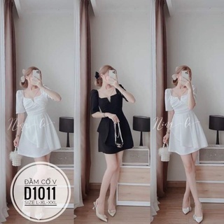 (Bigsize 60-90kg) Đầm cổ V chéo dây 3 màu ( video cận chất)