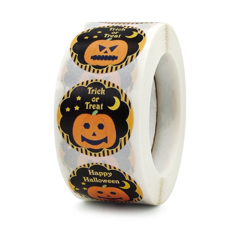 Set 500 Nhãn Dán Tròn Trang Trí Hộp Quà Halloween