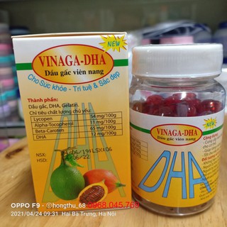 Dầu gấc viên nang VINAGA-DHA lọ 100 viên