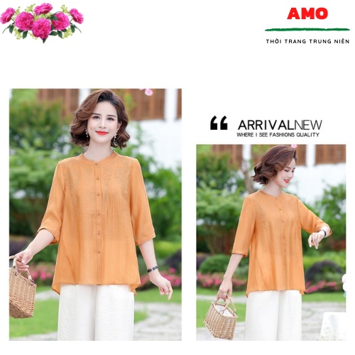 ÁO SƠ MI TRUNG NIÊN CAO CẤP sơ mi đũi thêu 2 màu