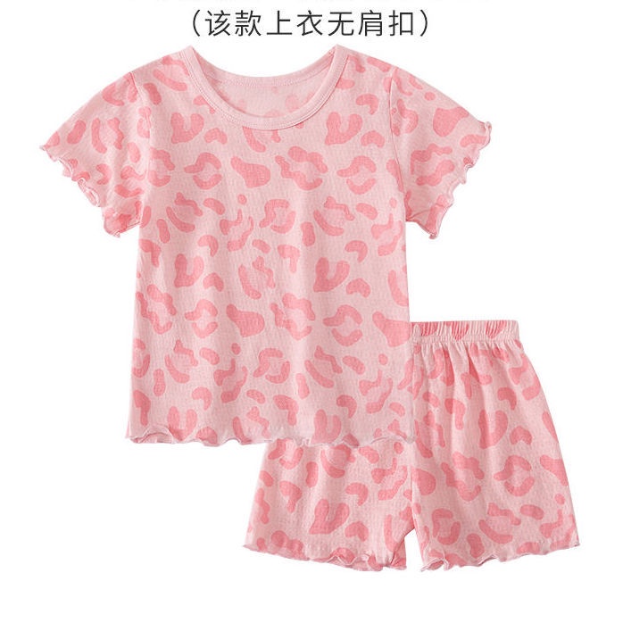 Bộ Đồ Mặc Ở Nhà Bằng Lụa Lạnh Tay Ngắn Thoải Mái Thời Trang Mùa Hè Cho Bé Gái