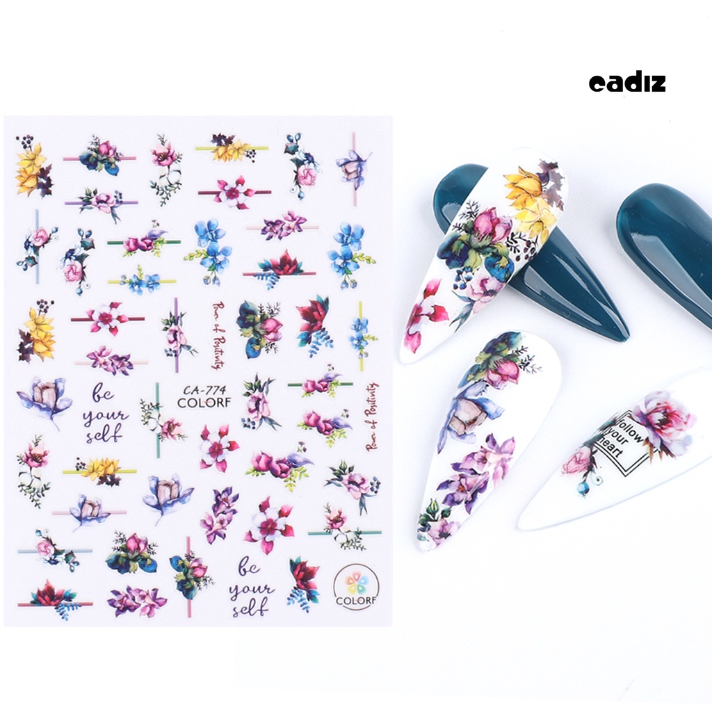 Miếng Dán Trang Trí Móng Tay Siêu Mỏng In Họa Tiết Hoa Xinh Xắn Cho Nữ