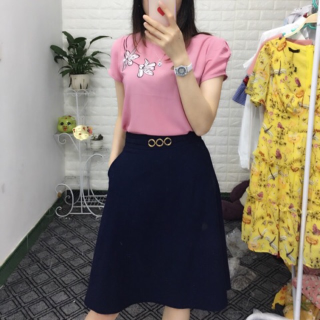 Sơ mi công sở thêu hoa ( ẢNH THẬT 100% do shop tự mặc và chụp)