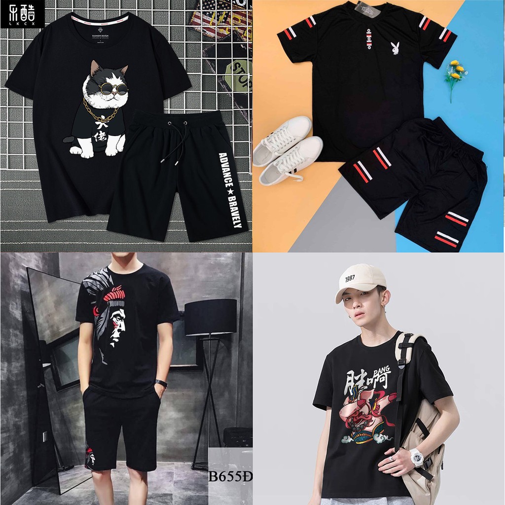 Bộ Nam Mẫu mới in Hoạt Hình ChiBi Mặc đẹp mọi lứa tuổi, Chất thun thấm hút mồ hôi cực tốt