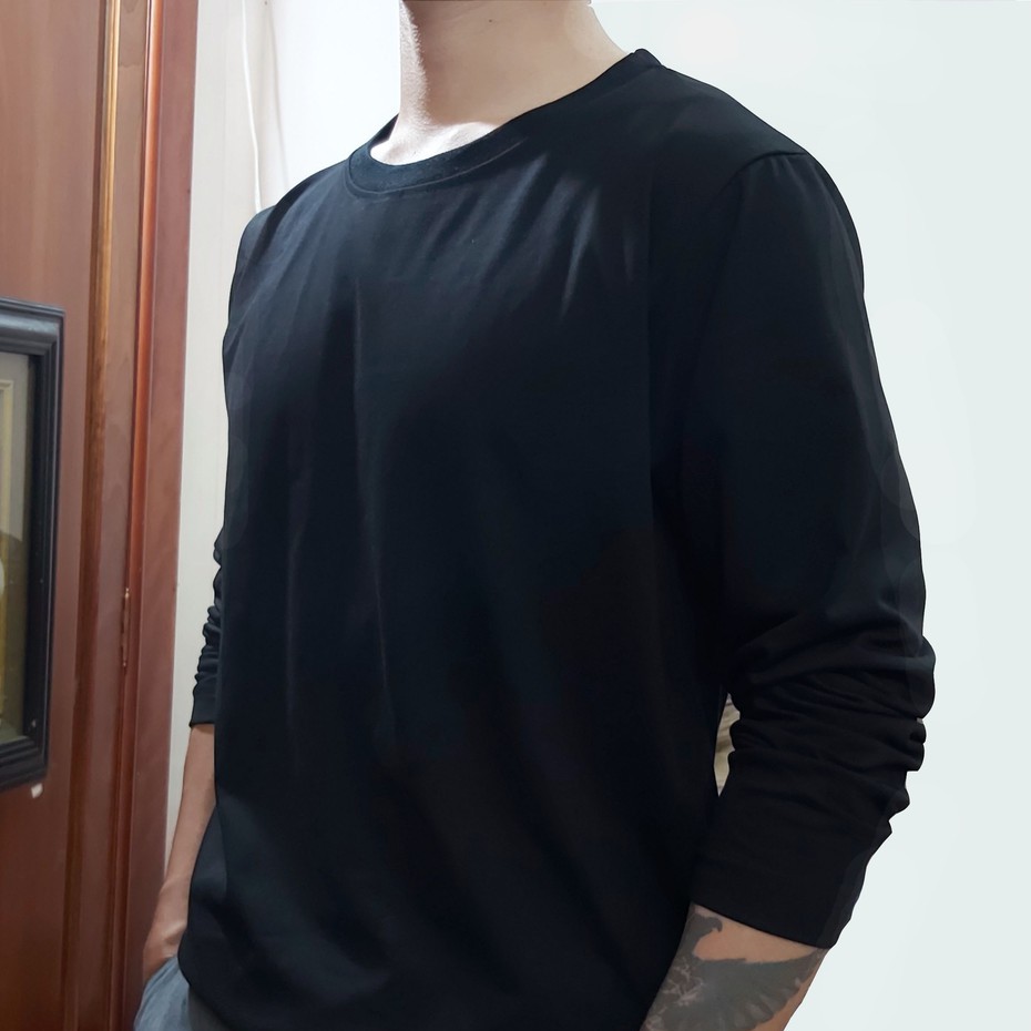 Áo thun nam dài tay . Áo thu đông nam unisex cổ tròn , thiết kế trơn vải cotton giữ nhiệt ATT1 | BigBuy360 - bigbuy360.vn