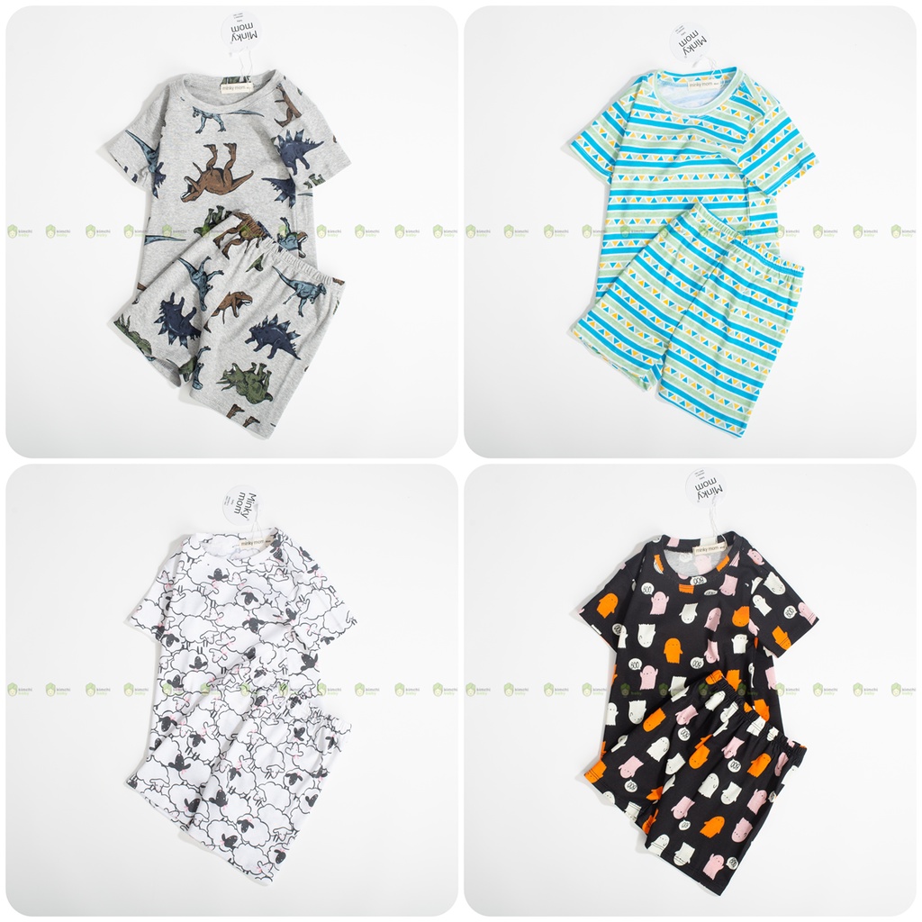 [MÀU NGẪU NHIÊN] Combo 4 Bộ Cộc Tay Cho Bé Trai, Bé Gái Minky Mom Vải Cotton Borip, Bộ Quần Áo Trẻ Em Mặc Nhà MKM2212