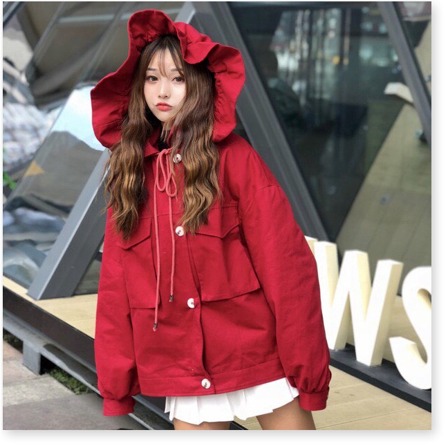 Áo khoác nữ HHP chất liệu kaki cao cấp phối nón bèo