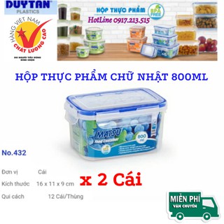 2 hộp thực phẩm chữ nhật 800ml duy tân cao cấp