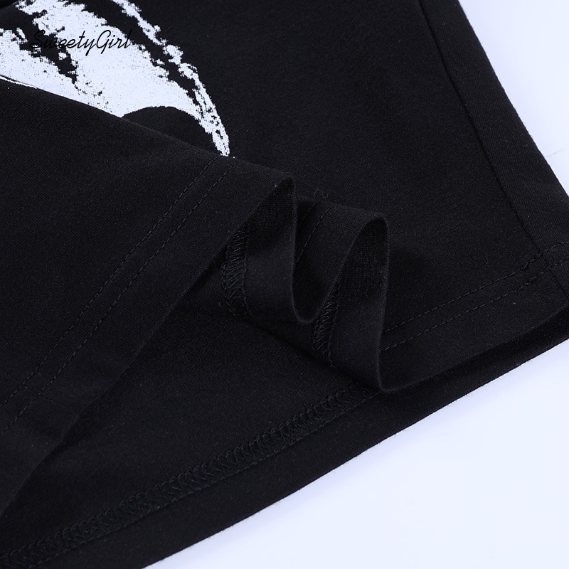 Áo kiểu ống ôm dáng hở vai in họa tiết phong cách punk cá tính thời trang dành cho nữ