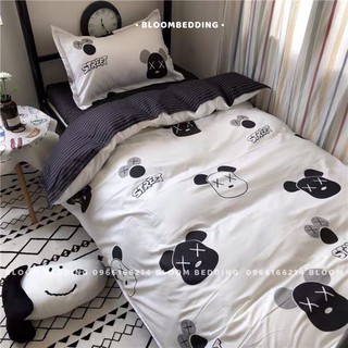 Set chăn ga gối cotton poly 4 món - bearbrick trắng