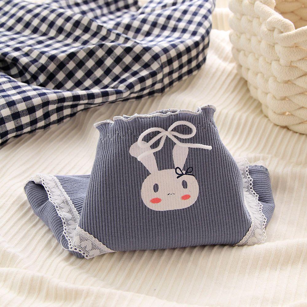 Quần Lót Phối Ren Bèo Họa Tiết Trái Tim Nấm Dễ Thương Cho Nữ