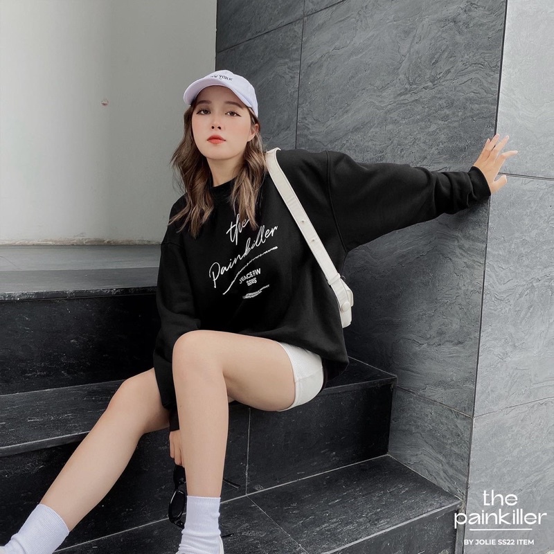 Sweater nỉ bông unisex the Painkiller form suông nam nữ