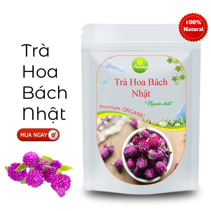 Hoa bách nhật sấy khô 100g - Loại đẹp, an thần, ngủ ngon, thanh lọc cơ thể