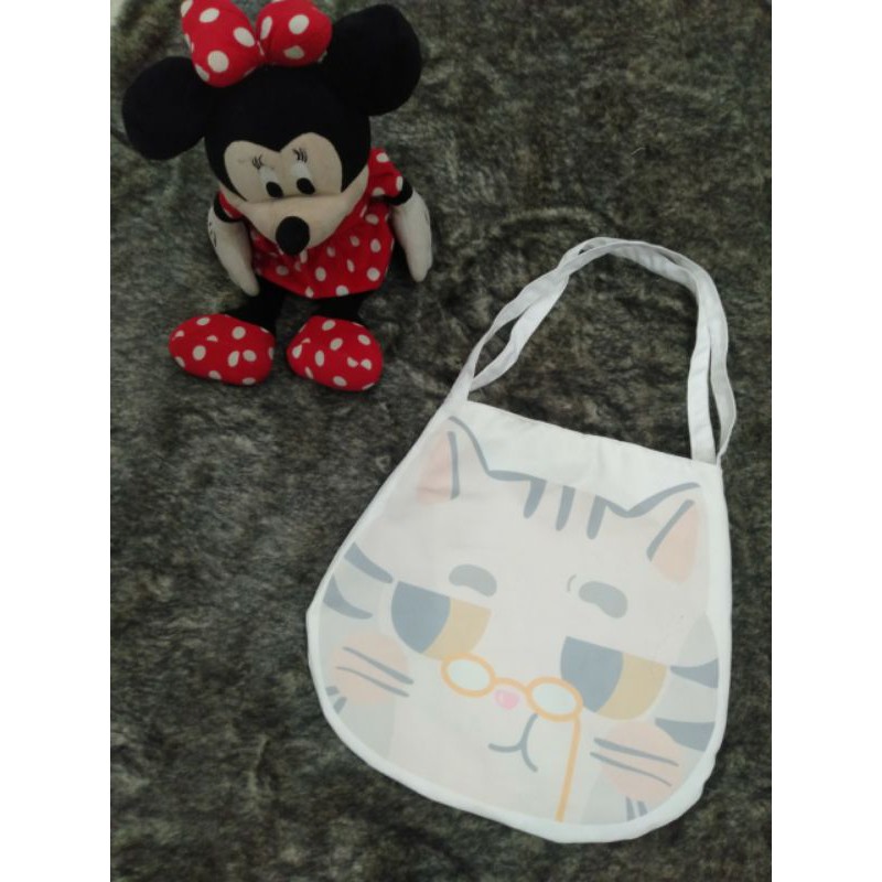 Túi đeo vai/đeo chéo (VẢI BỐ COTTON MỀM DÀY - FORM TO) - MÈO MẮT KÍNH