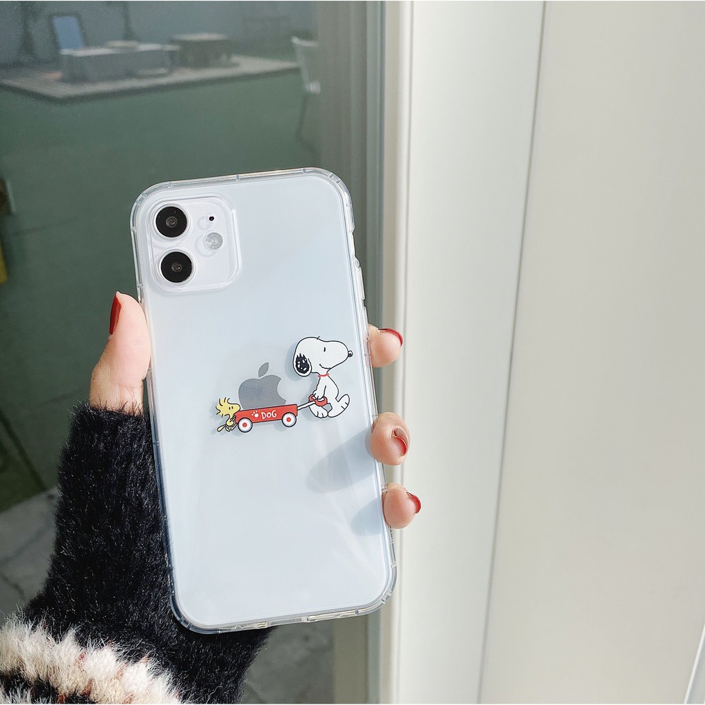 Phim Hoạt Hình Charlie Và Snoopy Dày TPU Dành Cho iPhone SE2 I7 I8 X XR I11 I12 Đệm Chống Vỡ Vỏ