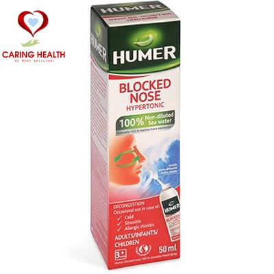 Dung dịch xịt mũi ưu trương Humer 050 Blocked Nose 50ml giúp giảm nghẹt mũi