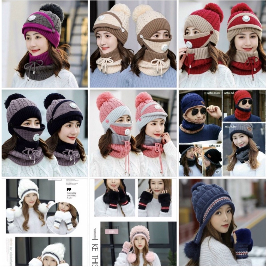 Mũ len nữ kèm khăn và khẩu trang kiểu hàn quoc hàng cao cấp chất len mịn màng giữ ấm áp cho bạn suốt mùa đông. Trademark