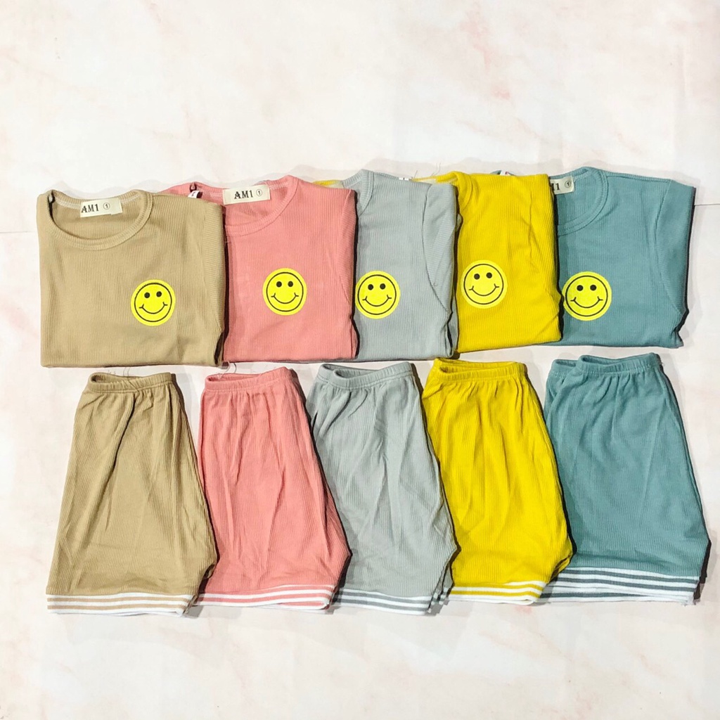 Đồ bộ quần áo cộc tay cho bé trai và bé gái chất Gân Tăm AM638