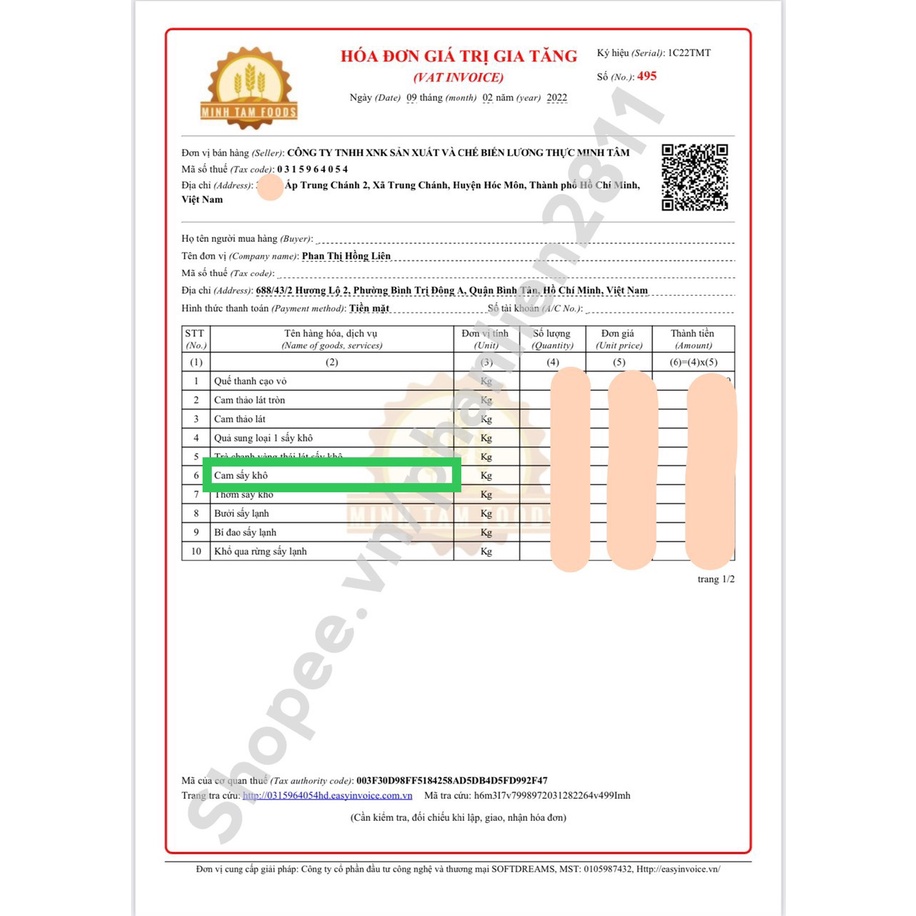 Cam sấy khô  100g