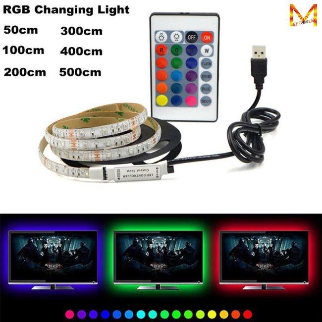SA 【Fast delivery】Mau giao hàng   Bộ dây đèn LED RGB USB 5V chống nước đổi màu có điều khiển từ xa