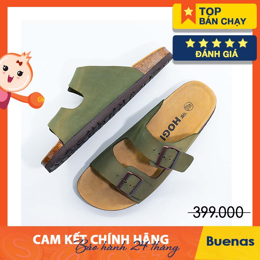 Giày Dép Đế Trấu Da Bò Thật Quai Ngang - Da xanh [CHÍNH HÃNG - giày dép nam nữ unisex] HG01DX