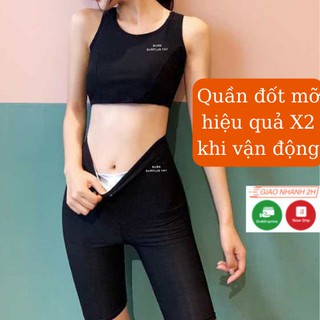 Quần đốt tan giảm mỡ bụng giảm eo đổ mồ hôi dài đùi lửng quần tập legging sinh nhiệt tập gym yoga GYGAP