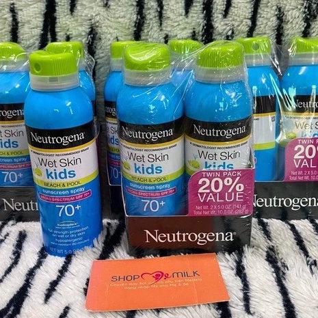 Kem chống nắng trẻ em dạng xịt Neutrogena Wet Skin Kids Beach & Pool Sunscreen Spray, SPF 70+.