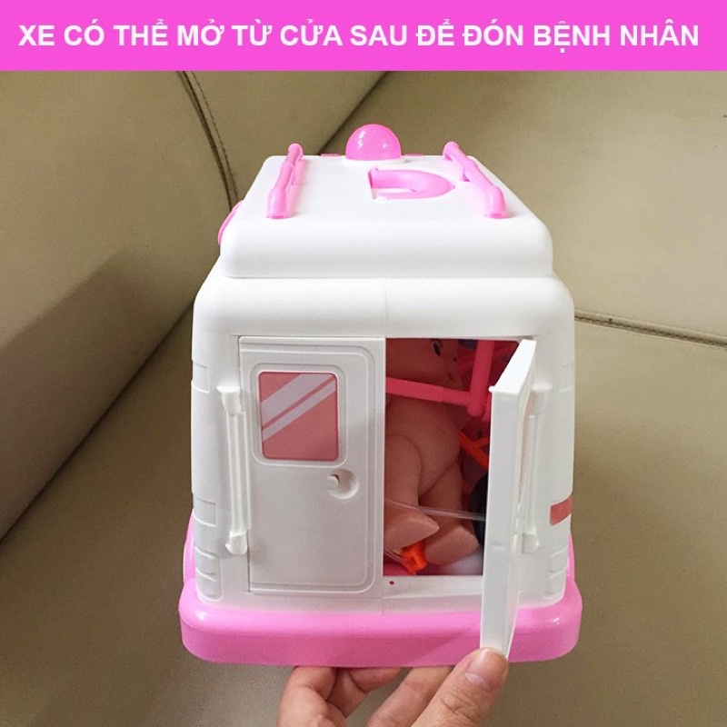 Bộ đồ chơi xe cứu thương, đồ chơi bác sĩ cho bé( có giường cứu thương)