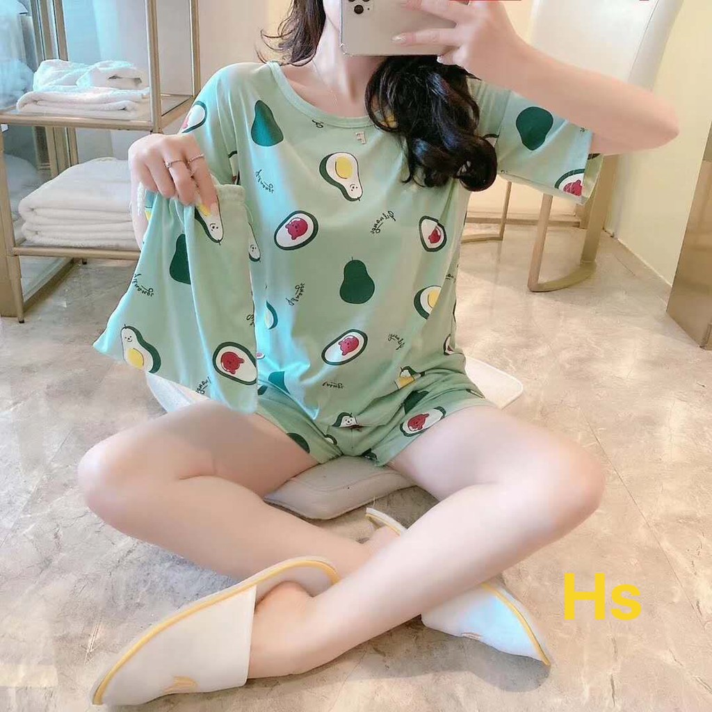 Bộ Ngủ Cartoon Siêu Cute oversize [Giam 41%]-HươngSu-(250-Set-BoNguHoaNguSac-CaChuaNenVang)