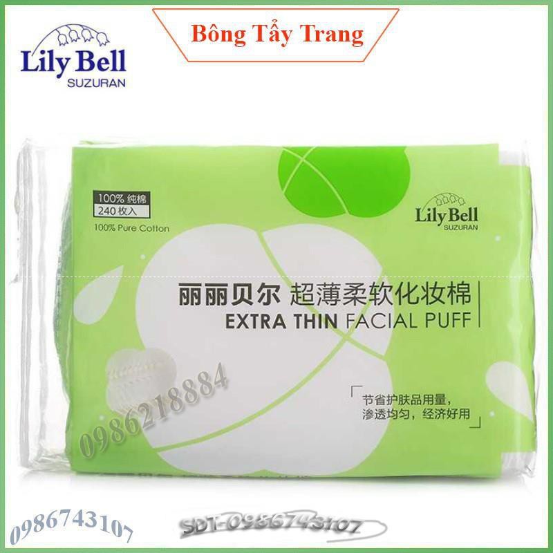 Bông tẩy trang Lily Bell vỏ xanh Extra Thin 240 miếng ABE24