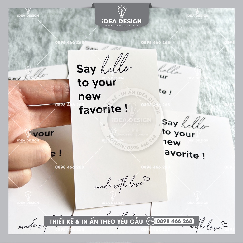 Decal dán niêm phong hộp quần áo, nhãn dán hộp cartion sang trọng - Size 6.5x11cm - Mẫu SAY HELLO - Cán màng bóng