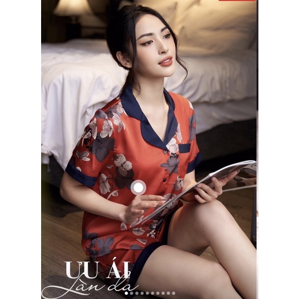 Đồ Bộ Nữ 𝐂𝐀𝐑𝐃𝐈𝐍𝐀 Pijama Chất Lụa Satin Nhật Cao Cấp Quần Đùi Áo Cộc Tay Họa Tiết 1Pi24
