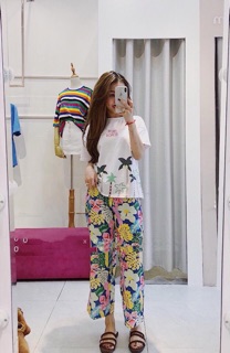 Set quần hoa áo thun zara