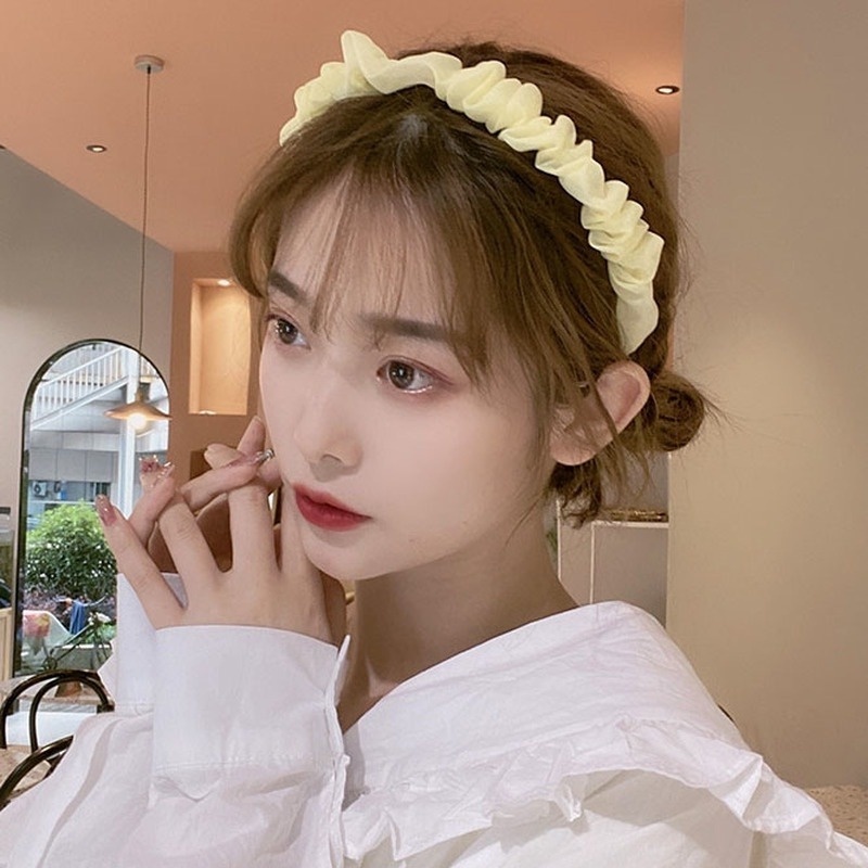 Băng Đô Cài Tóc Vải Xếp Ly Đơn Giản Thời Trang Hàn Quốc