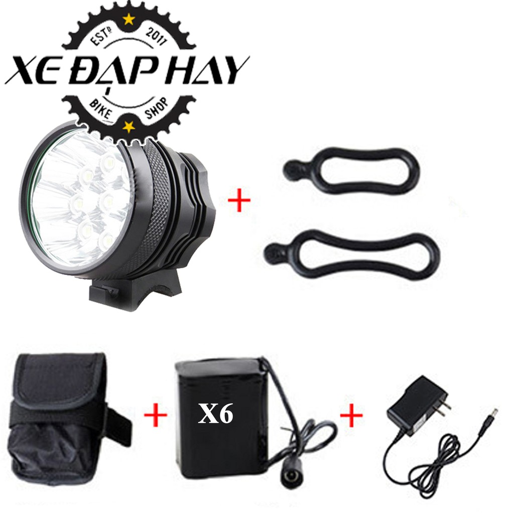 Đèn Pha Xe Đạp 9 LED T6 | Độ Sáng 10800 Lumens,Công Suất 90W |Pin Sạc Lithium 18560 X6 | Tuổi Thọ LED 10000 Giờ