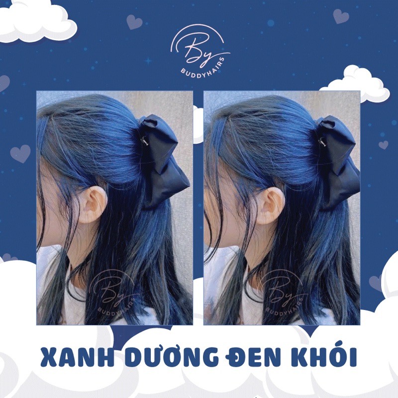 Thuốc nhuộm tóc Xanh dương đen khói không tẩy lên từ nền đen buddyhairs0