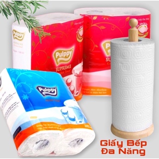 Giấy vệ sinh lau bếp đa năng Pulppy ĐỎ/XANH/Bless you 2 CUỘN độ thấm hút cao Giấy Thấm Dầu mỡ