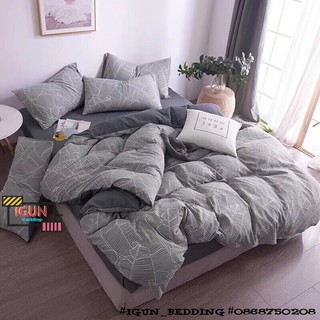 set LÁ RONG XÁM ĐẦY  bộ Chăn Ga Gối ĐŨI TC dày 4 món nhập khẩu 100% kiểu HÀN QUỐC