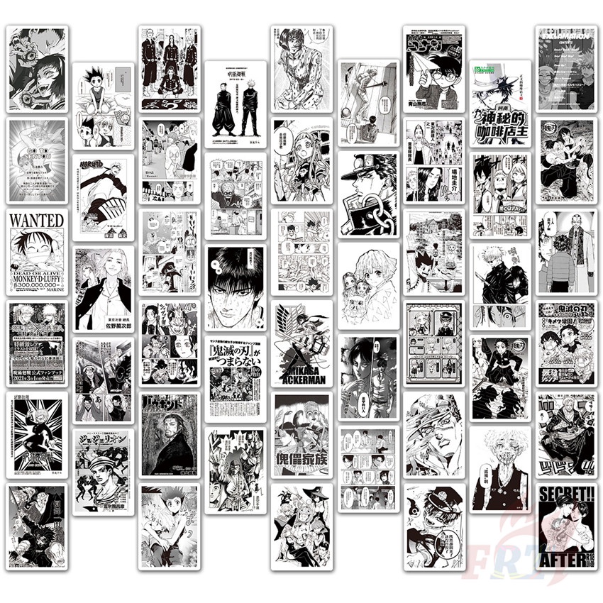 100Pcs/Set ❉ Shōnen Manga Series B Classical Black &amp; White Mixed Magazine Mini Poster Stickers ❉ Classical Anime Cartoon DIY Fashion Mixed Waterproof Doodle Decals Stickers