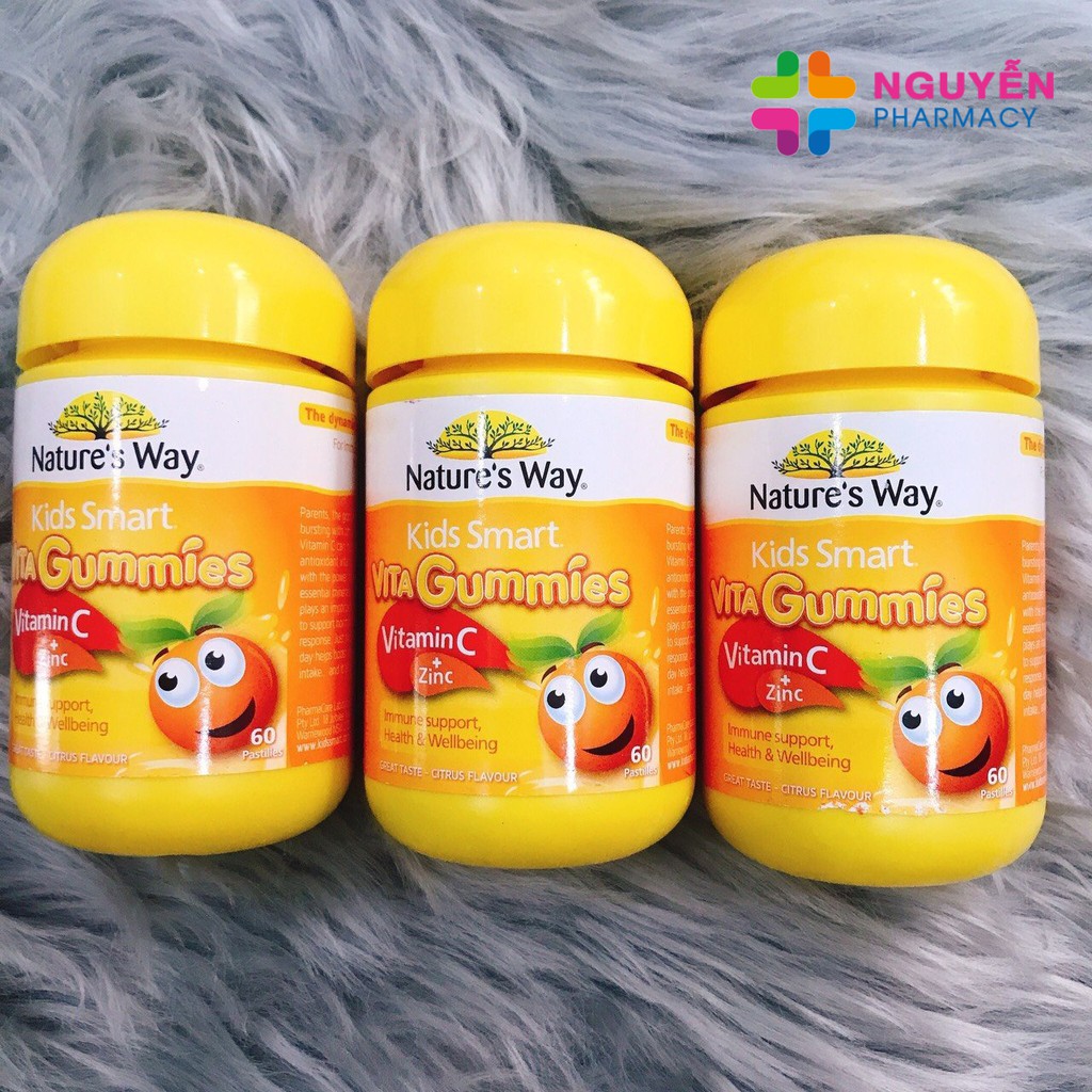 [CHÍNH HÃNG] Kẹo Vitamin Nature's Way VITA Gummies Vitamin C + Zinc - Kích thích trẻ ăn ngon, tăng cường hệ miễn dịch