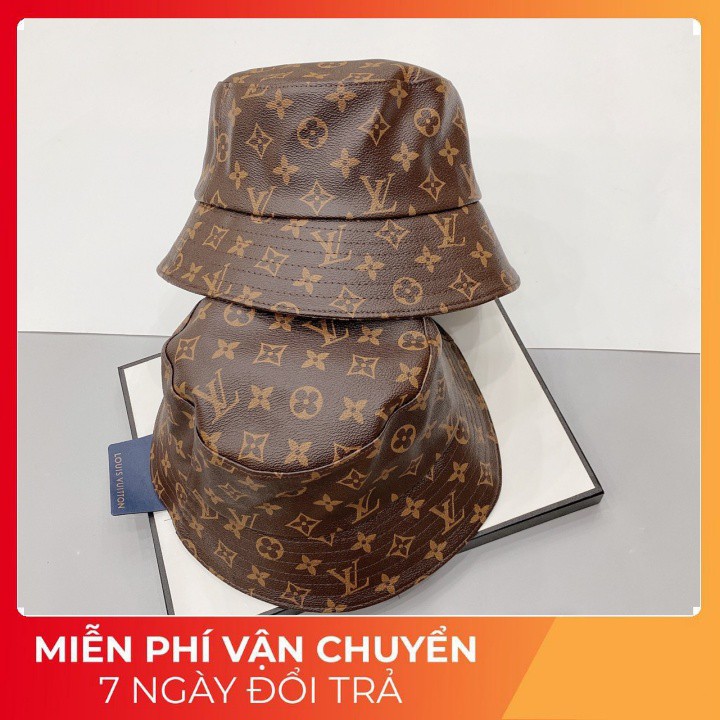 Mũ Bucket LV - Lưỡi trai Da LV Thời Trang, Chất Liệu Da PU Cao Cấp, Màu Nâu, Họa Tiết Logo Hãng Đặc Trưng, Full Tag