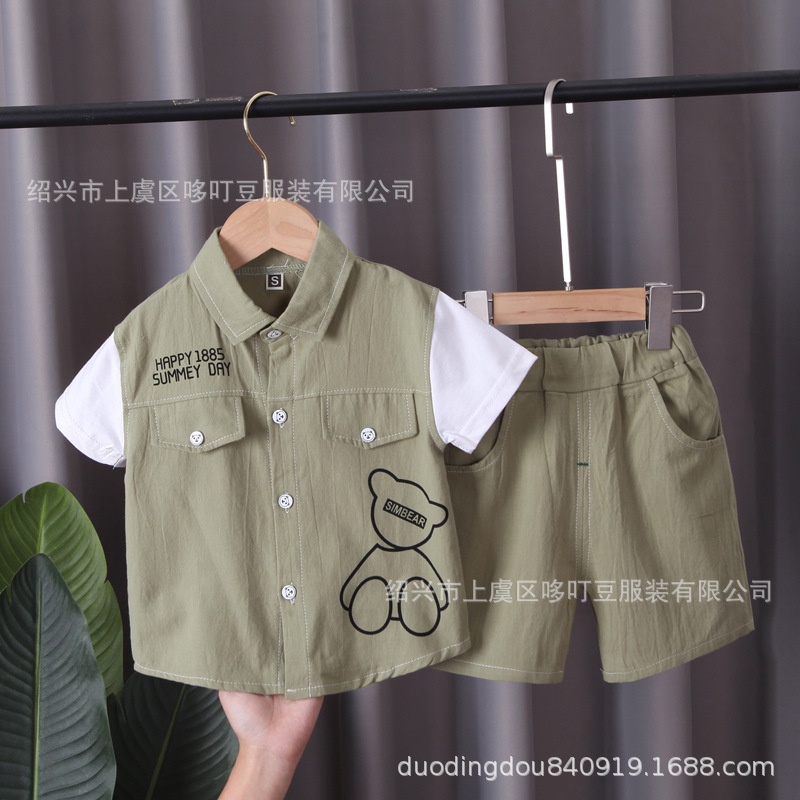 Bộ Áo Sơ Mi Giả Hai Mảnh In Họa Tiết Thời Trang Mùa Hè Ttc269 Cho Bé Trai 0-4 Tuổi