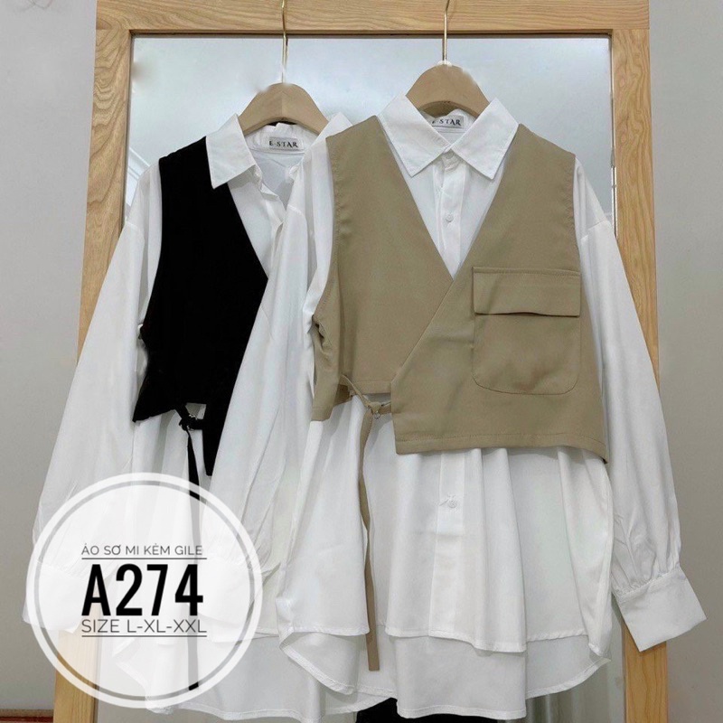 BIGSIZE Áo sơ mi kèm gile A274 | BigBuy360 - bigbuy360.vn