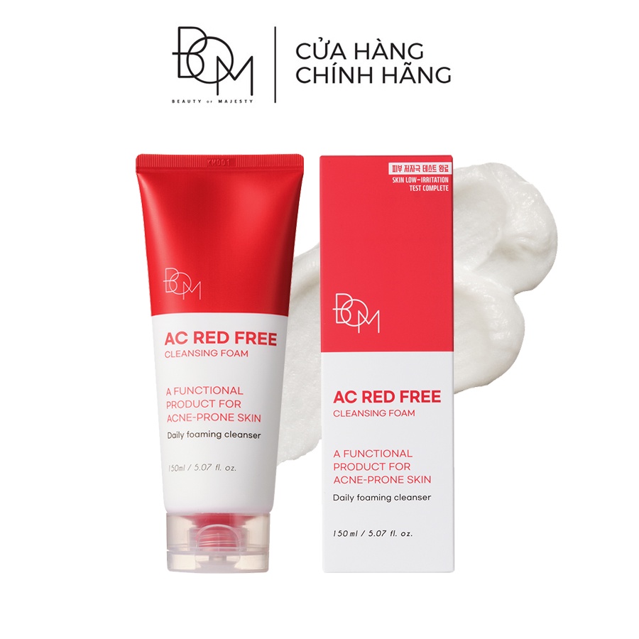 SỮA RỬA MẶT TẠO BỌT NGỪA MỤN BOM AC RED FREE CLEANSING FOAM 150ML