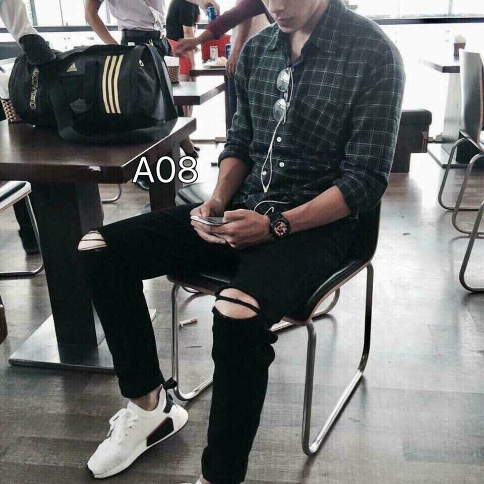 LQ Fashion - Quần jean nam Đen cao cấp rách gối, form skinny siêu chất - E5172 | BigBuy360 - bigbuy360.vn