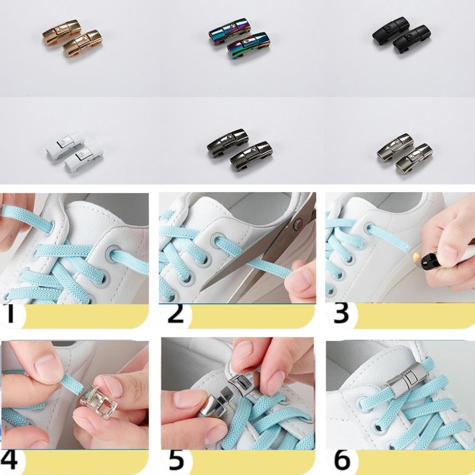 Khóa Dây Giày Kim Loại, Khóa cài thông minh Không Cần Buộc Thời Trang Cho Nam/nữ